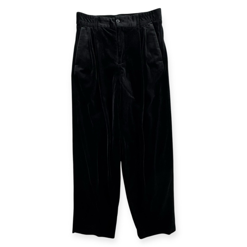 Zara‎ Velvet Pants Womens Small Black Pleated Straight Elastic Trousers